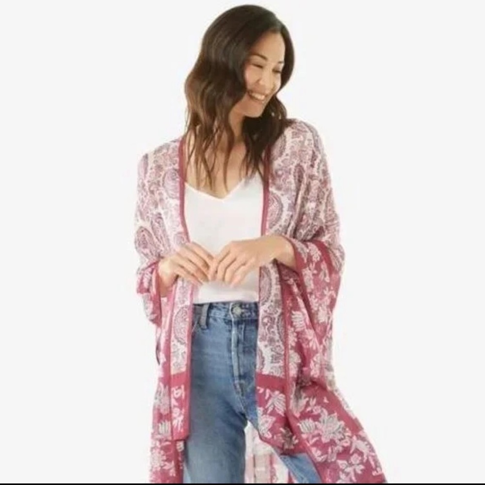 🎸REBECCA MINKOFF🎸🔥NWT🔥Pretty Paisely Ruana Boho Tasseled Kimono Cardigan
